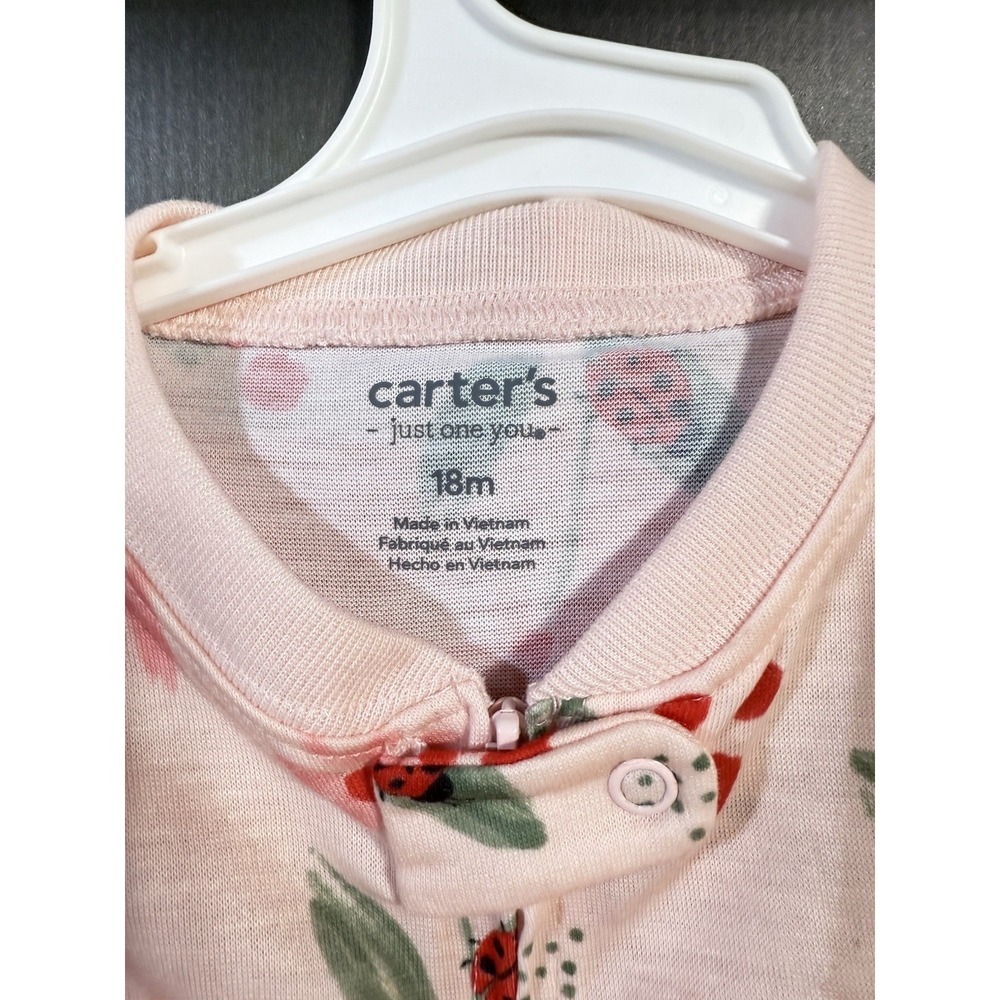 New Carter's  2-Piece Footie Ladybug & Hearts Pajamas Set 18 Months - Picture 2 of 3